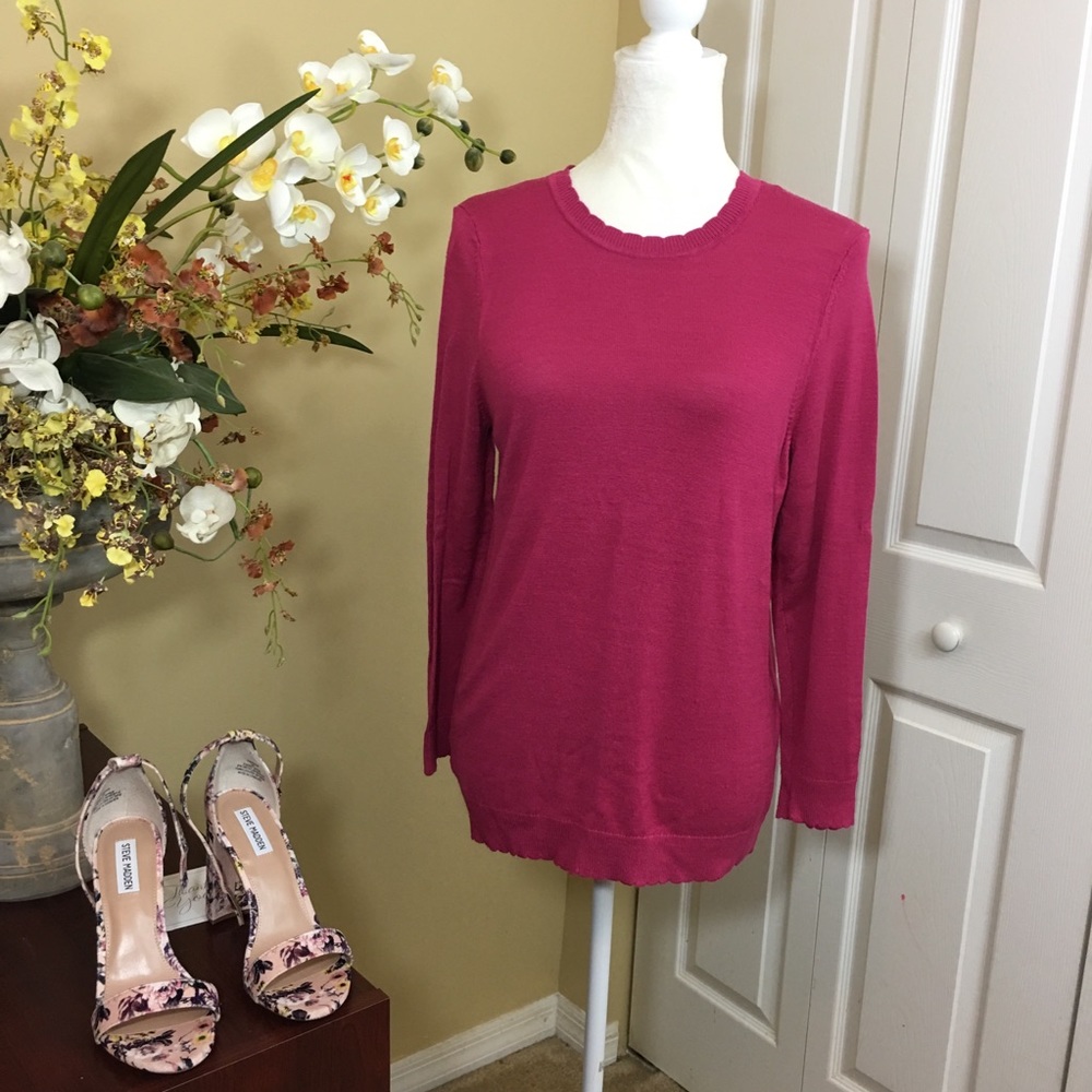 ANN TAYLOR FACTORY‎ LONG SLEEVE TOP, PINK, SIZE M (NWT)